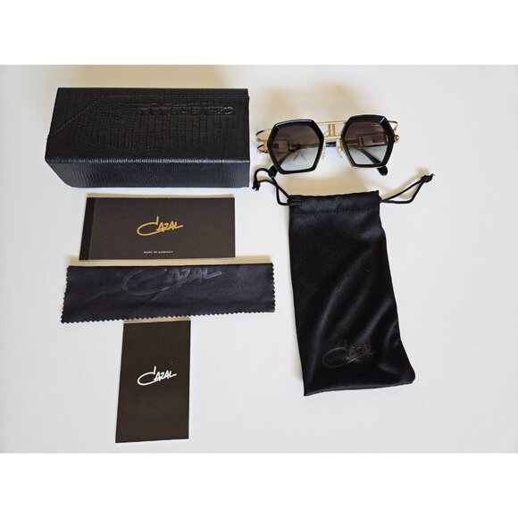 Cazal Legends 677 001 Sunglasses Men's Black/Gold/Grey Gradient Square Shape